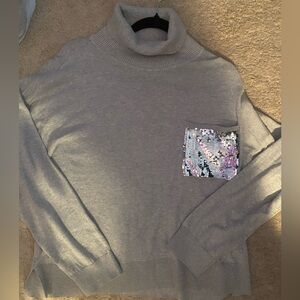 DKNY Gray Sweater with Sequin Pocket